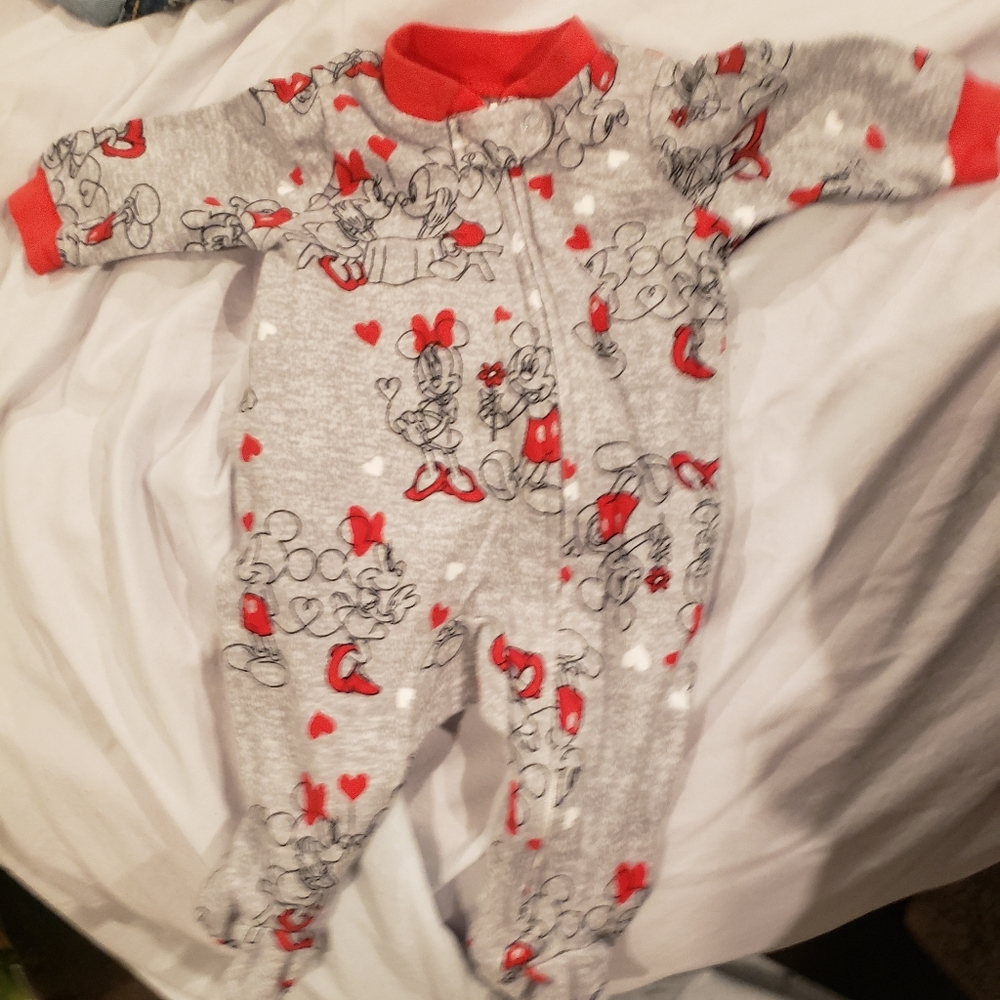 NWOT - Baby - Disney Junior - Mickey/Minnie/Hearts Onezie - 0-3 mos